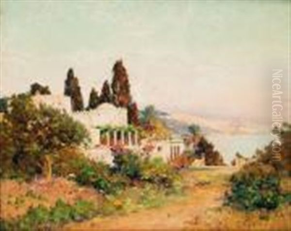 Villa Algeroise Oil Painting by Eugene F. A. Deshayes