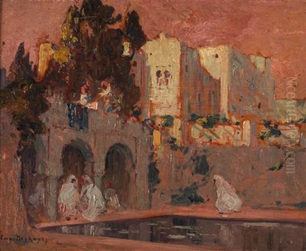 Villa A Alger Oil Painting by Eugene F. A. Deshayes