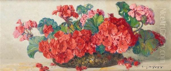 Vase De Fleurs Oil Painting by Eugene F. A. Deshayes