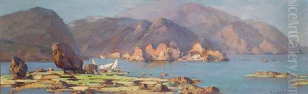 La Cote Algeroise Oil Painting by Eugene F. A. Deshayes