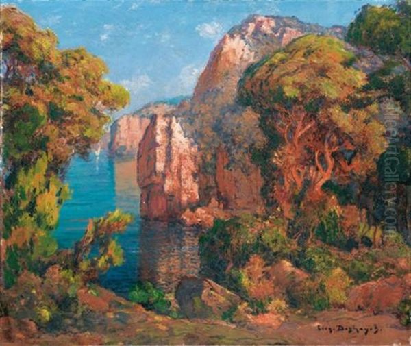 Falaises Et Arbres Oil Painting by Eugene F. A. Deshayes