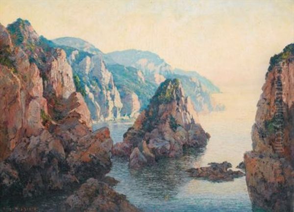 Calanques Vers Bougie, Algerie Oil Painting by Eugene F. A. Deshayes