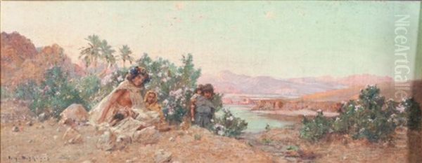 Le Repos Des Femmes Au Bord De La Riviere Oil Painting by Eugene F. A. Deshayes