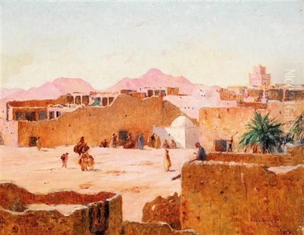 Repos Devant Le Marabout Oil Painting by Eugene F. A. Deshayes