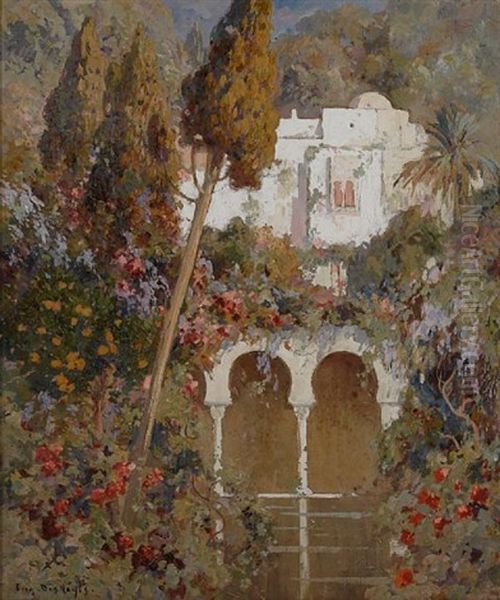 A Garden In Algiers Oil Painting by Eugene F. A. Deshayes