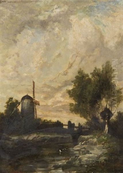 Paysage Oil Painting by Eugene F. A. Deshayes