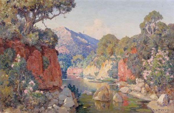 L'aurore Sur L'oued Oil Painting by Eugene F. A. Deshayes