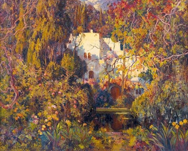 Villa Mauresque Dans Un Jardin A Alger Oil Painting by Eugene F. A. Deshayes