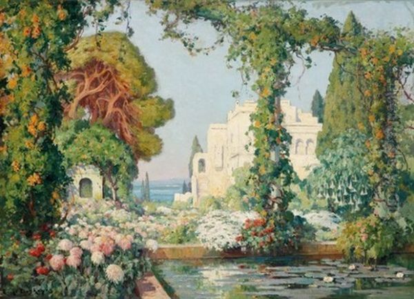 Le Jardin D'alger Oil Painting by Eugene F. A. Deshayes