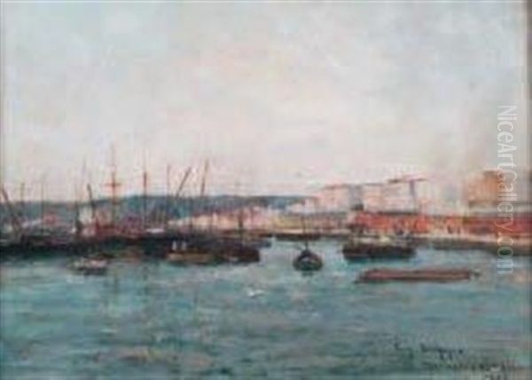 Le Port Oil Painting by Eugene F. A. Deshayes