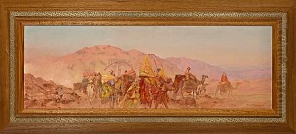 Le Crepuscule Rose Du Sahara, Algerie Oil Painting by Eugene F. A. Deshayes