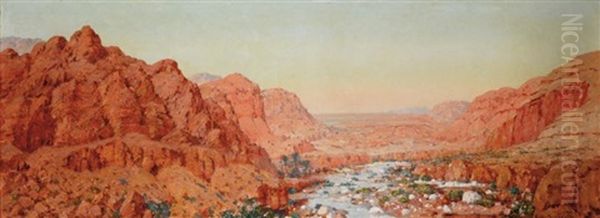 Les Gorges Rouges Oil Painting by Eugene F. A. Deshayes