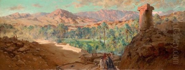 L'oasis Oil Painting by Eugene F. A. Deshayes