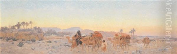 Caravane Oil Painting by Eugene F. A. Deshayes