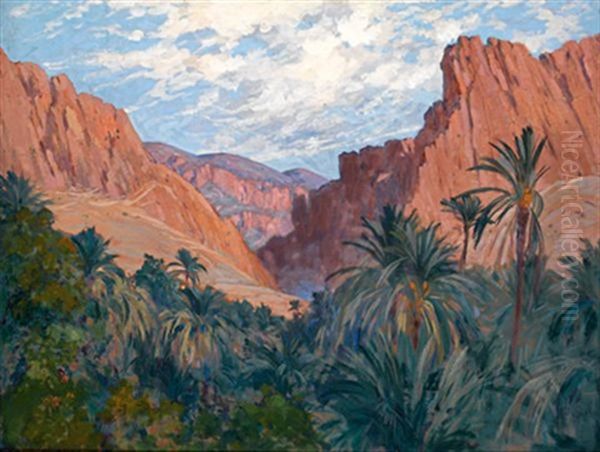 Les Gorges D'el-kantara Oil Painting by Eugene F. A. Deshayes