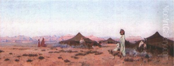 Campement Oil Painting by Eugene F. A. Deshayes