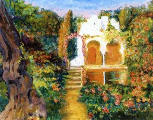 Jardin D'alger Oil Painting by Eugene F. A. Deshayes