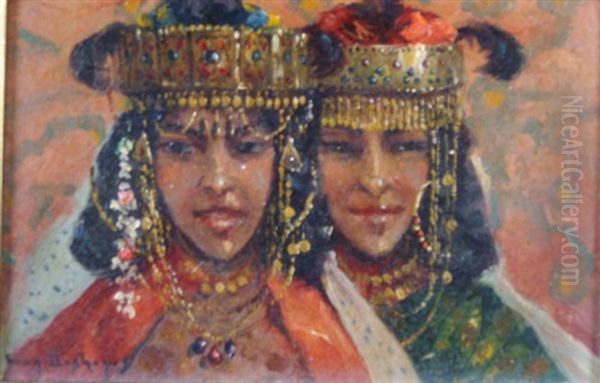 Deux Orientales Oil Painting by Eugene F. A. Deshayes