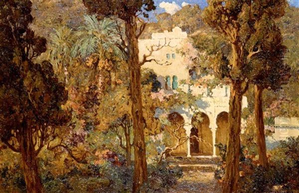 Jardin A Alger Oil Painting by Eugene F. A. Deshayes