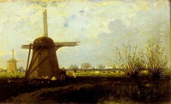 Les Moulins Oil Painting by Eugene F. A. Deshayes