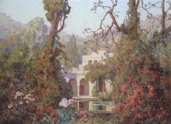 Les Jardins De La Villa Abd El Tif Oil Painting by Eugene F. A. Deshayes