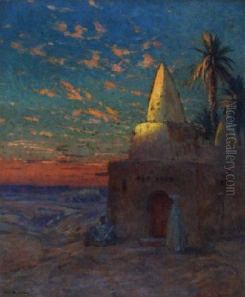 Dernier Rayon, Biskra Oil Painting by Eugene F. A. Deshayes