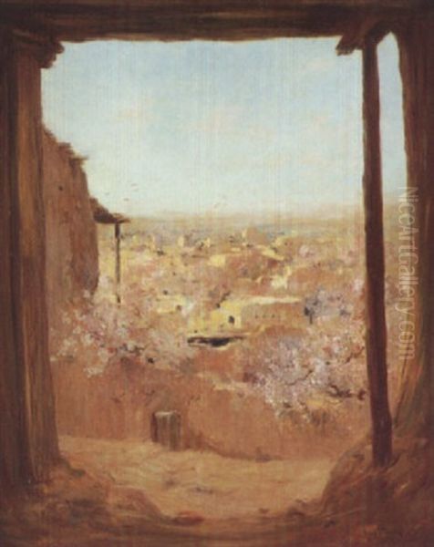 Arbres En Fleurs Dans La Casbah Oil Painting by Eugene F. A. Deshayes