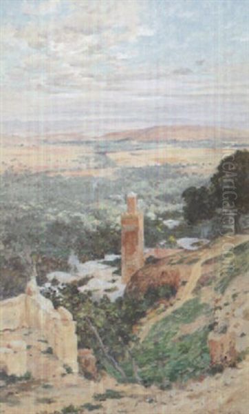 Tlemcen, Mosquee De Sidi Halloui Oil Painting by Eugene F. A. Deshayes