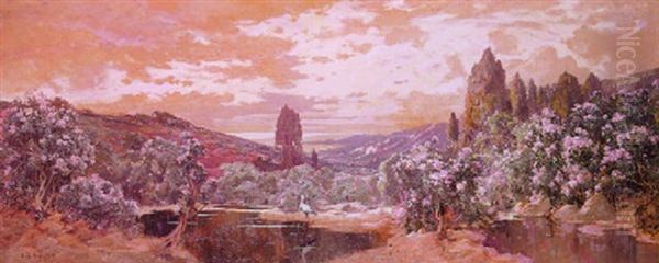 Sud Algerien En Fleurs Oil Painting by Eugene F. A. Deshayes