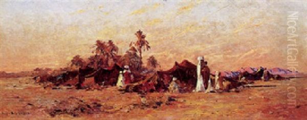 Campement De Nomades Oil Painting by Eugene F. A. Deshayes