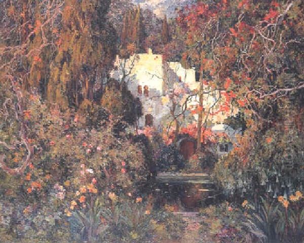 Villa Mauresque Dans Un Jardin D'alger Oil Painting by Eugene F. A. Deshayes