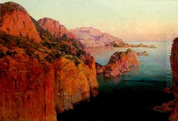 Corniche De La Cote Bougie-djedjelli, Algerie Oil Painting by Eugene F. A. Deshayes