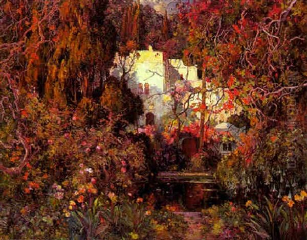 Jardin D' Alger Oil Painting by Eugene F. A. Deshayes