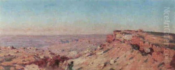 Caravanne Sur Les Hauts Plateaux Oil Painting by Eugene F. A. Deshayes