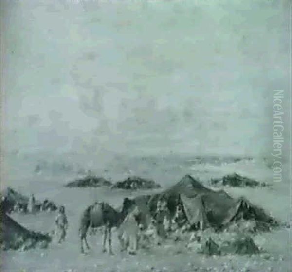 Camp De Nomades Oil Painting by Eugene F. A. Deshayes