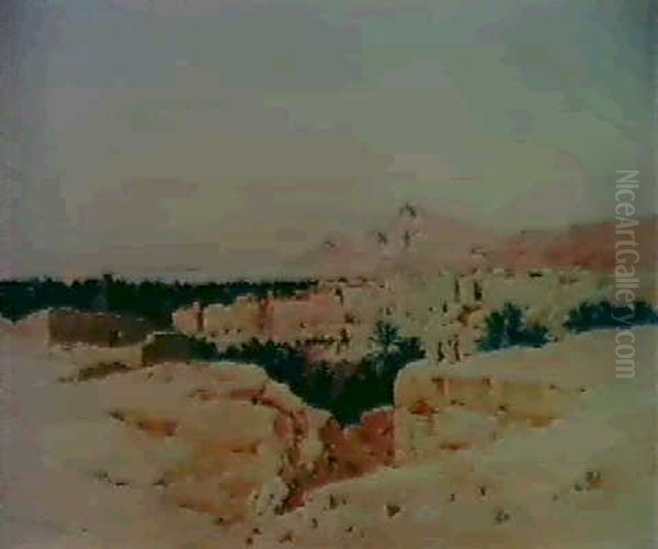 Vue De Bou-saaba Oil Painting by Eugene F. A. Deshayes