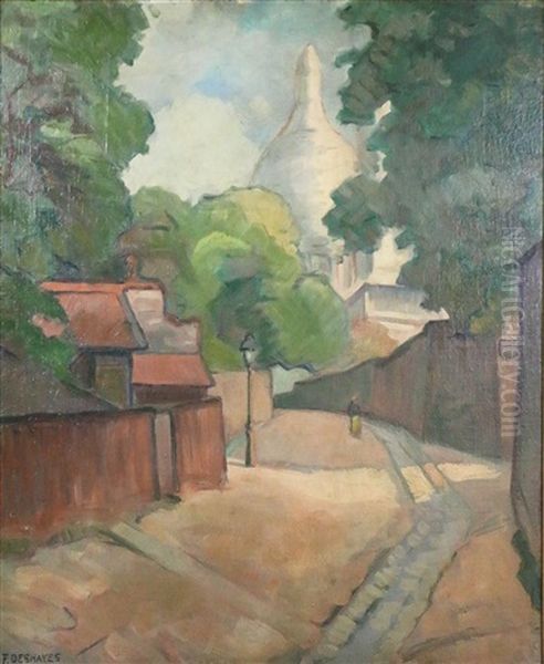 Street To Montmartre Oil Painting by Eugene Deshayes