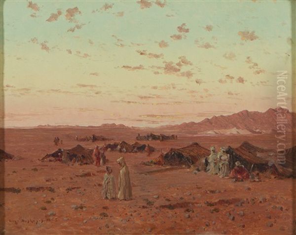 Desert Landscape Oil Painting by Eugene Deshayes