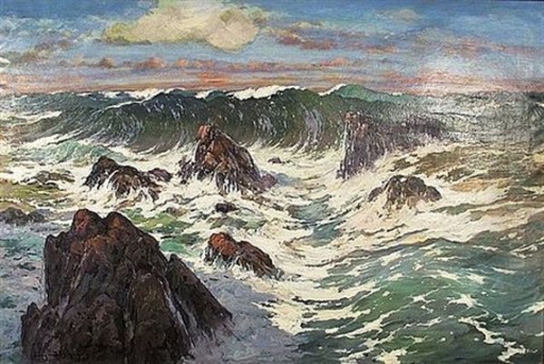 Les Vagues Oil Painting by Eugene Deshayes