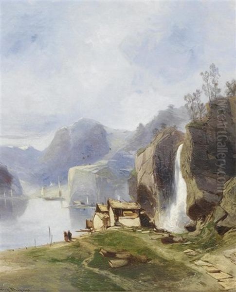 Wasserfall Oil Painting by Eugene Deshayes