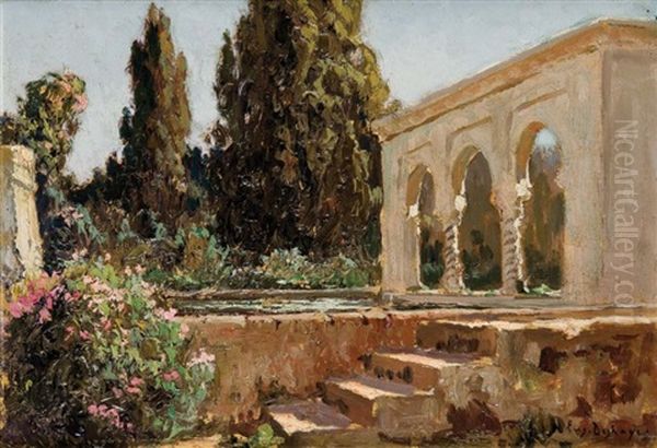 Bassin, Villa Algeroise Oil Painting by Eugene Deshayes