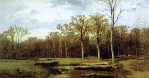 Foret De Fontainebleau Oil Painting by Eugene Deshayes