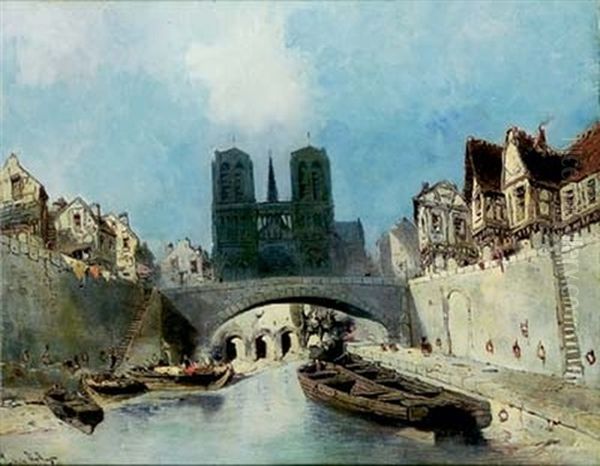 Paris, Notre-dame Oil Painting by Eugene Deshayes