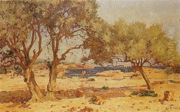 Paysage Mediterraneen Oil Painting by Eugene Deshayes