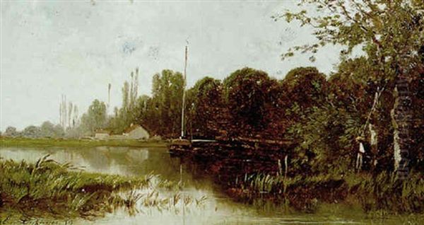 Bord De Riviere Oil Painting by Eugene Deshayes