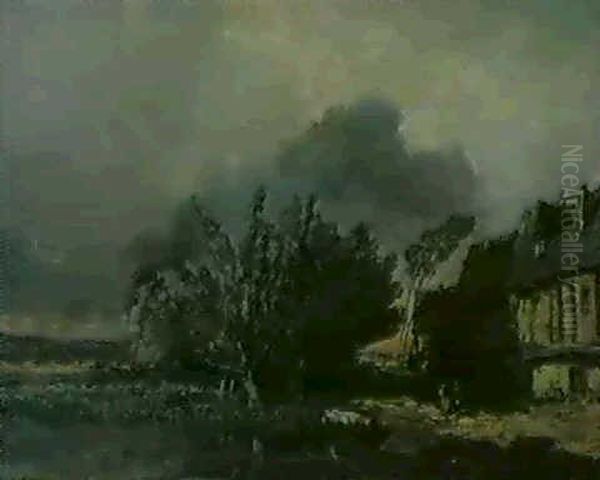 Seelandschaft Bei Aufziehendem Gewitter Oil Painting by Eugene Deshayes