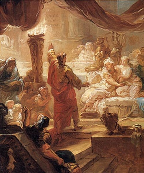 The Feast Of Belshazzar Oil Painting by Francois Bruno Deshays de Colleville