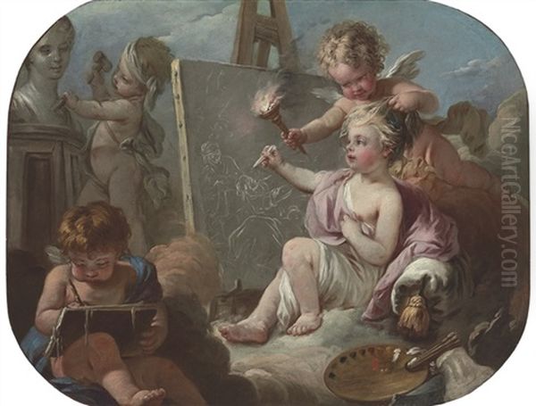 An Allegory Of The Arts Oil Painting by Jean Baptiste Henri Deshays