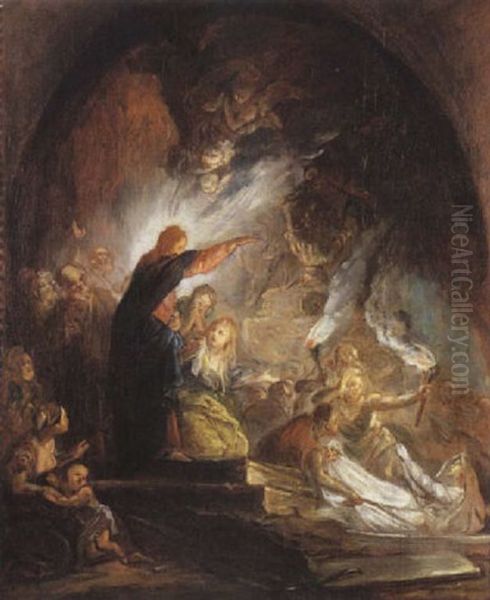 La Resurrection De Lazare Oil Painting by Jean Baptiste Henri Deshays