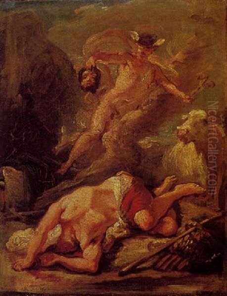 Mercury And Argus Oil Painting by Jean Baptiste Henri Deshays